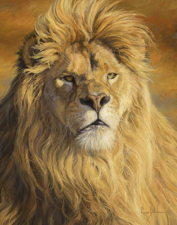 Lion Poster featuring the painting Fearless - Detail by Lucie Bilodeau