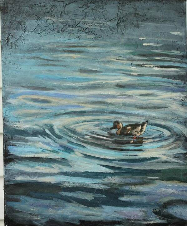 Duck Poster featuring the painting Fishin' by Susan Bradbury