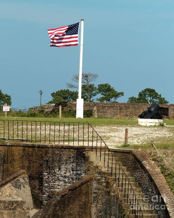 Usa Flag Poster featuring the photograph Flag at FT Pickens by David Call