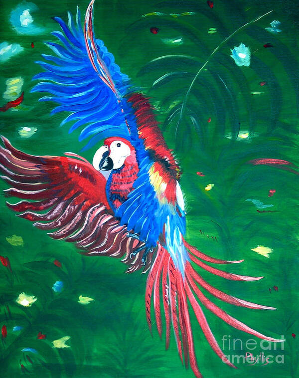 Parrot Poster featuring the painting Forest Landing by Phyllis Kaltenbach
