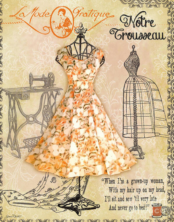 Digital Art Poster featuring the digital art French Dress Shop-C by Jean Plout