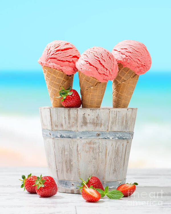 Strawberry Poster featuring the photograph Fruit Ice Cream by Amanda Elwell