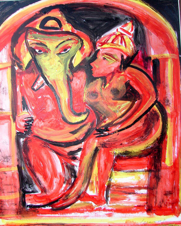 Ganesha-a7 Poster featuring the painting Ganesha-a7 by Anand Swaroop Manchiraju