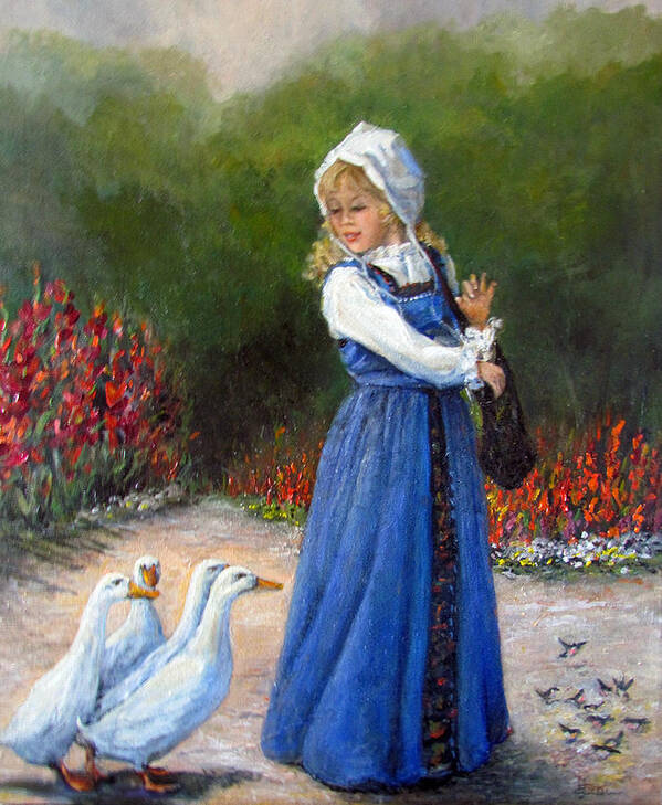 Nature Poster featuring the painting Garden Visitors by Donna Tucker