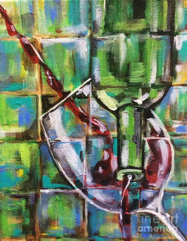 Wine Poster featuring the painting Geometric Wine 3 by Lisa Owen