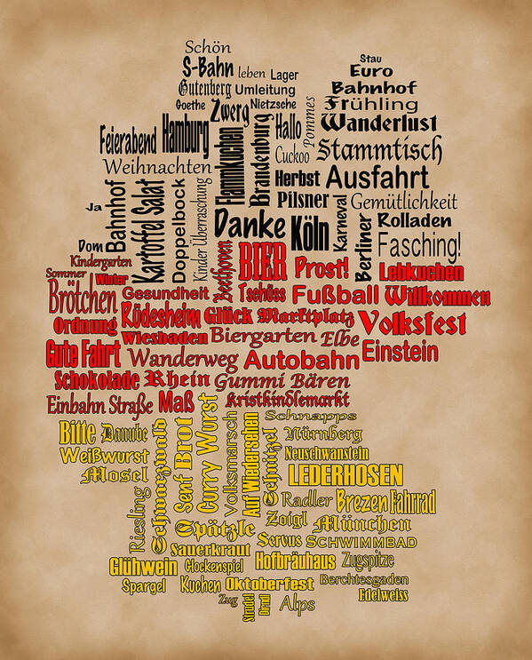 Germany Poster featuring the digital art Germany Map by Shirley Radabaugh