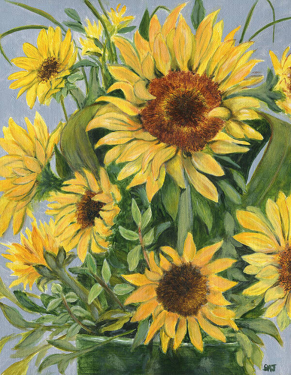 Sunflower Poster featuring the painting Gift of Love and Gratitude by Sandy Murphree Jacobs