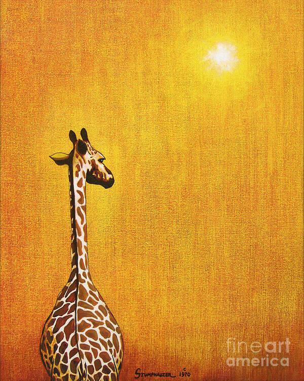 Giraffe Poster featuring the painting Giraffe Looking Back by Jerome Stumphauzer
