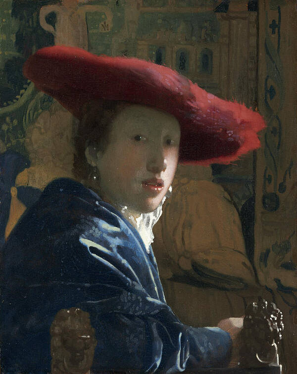 Vermeer Poster featuring the painting Girl with the Red Hat by Johannes Vermeer