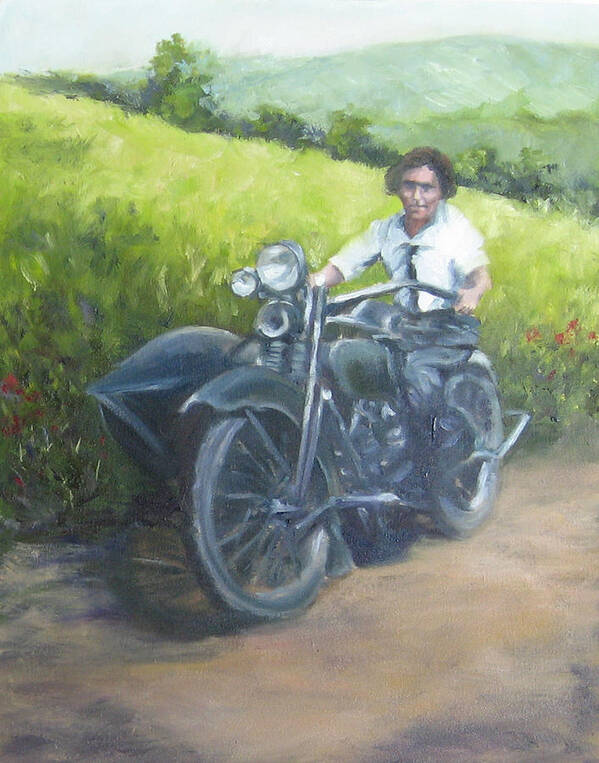 Motorcycle Poster featuring the painting Gramma and the Harley by Connie Schaertl