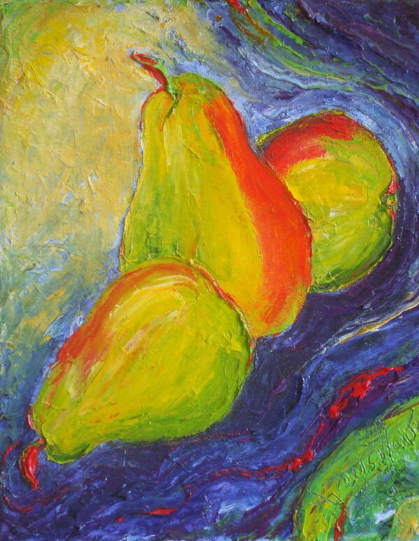 Pear Poster featuring the painting Paris' Green Pears by Paris Wyatt Llanso