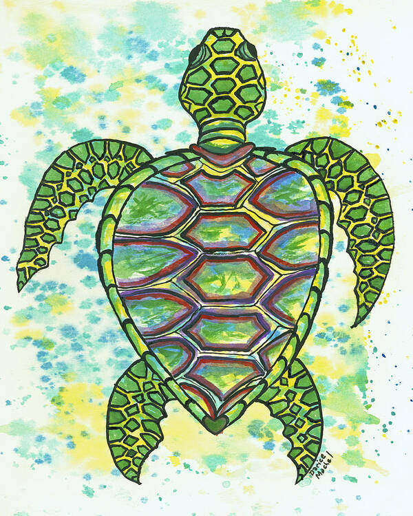 Animal Poster featuring the painting Green Sea Turtle by Darice Machel McGuire