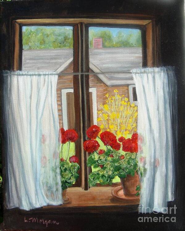 Windows Poster featuring the painting Greet the Day by Laurie Morgan