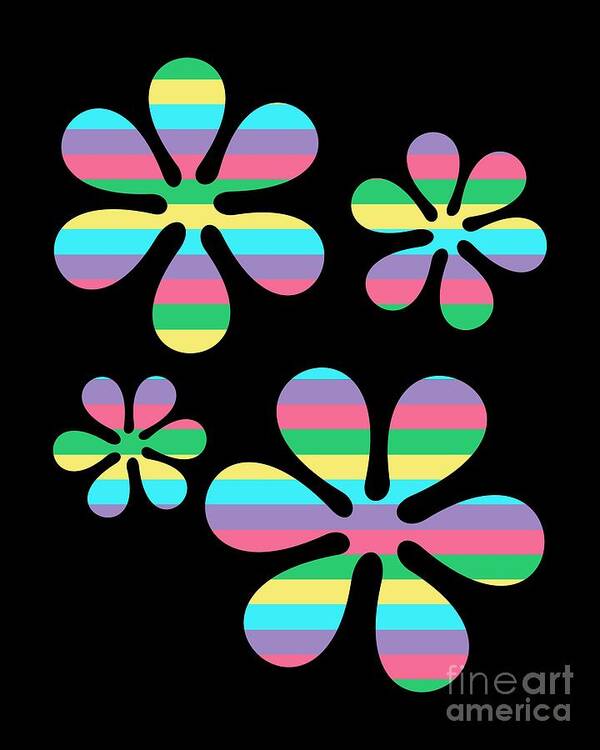 70s Poster featuring the digital art Groovy Flowers 4 by Donna Mibus