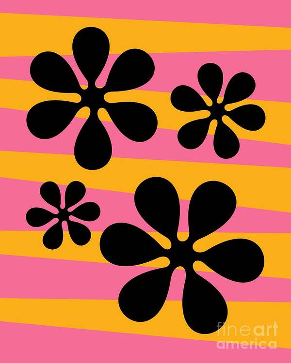70s Poster featuring the digital art Groovy Flowers I by Donna Mibus