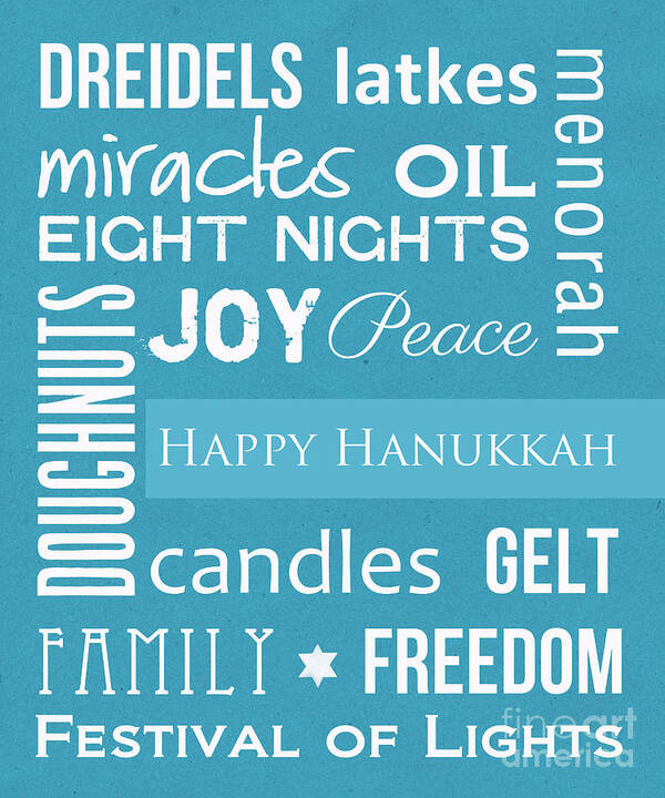 Hanukkah Poster featuring the mixed media Hanukkah Fun by Linda Woods