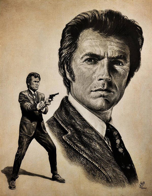Clint Eastwood Poster featuring the drawing Harry Callahan tan version by Andrew Read