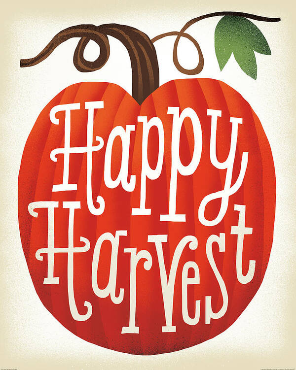 Happy Poster featuring the painting Harvest Time Happy Harvest Pumpkins by Michael Mullan