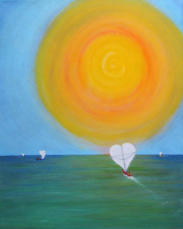 Painting Poster featuring the painting Hearts A-Sail on a Hopeful Sea by Eileen Lighthawk