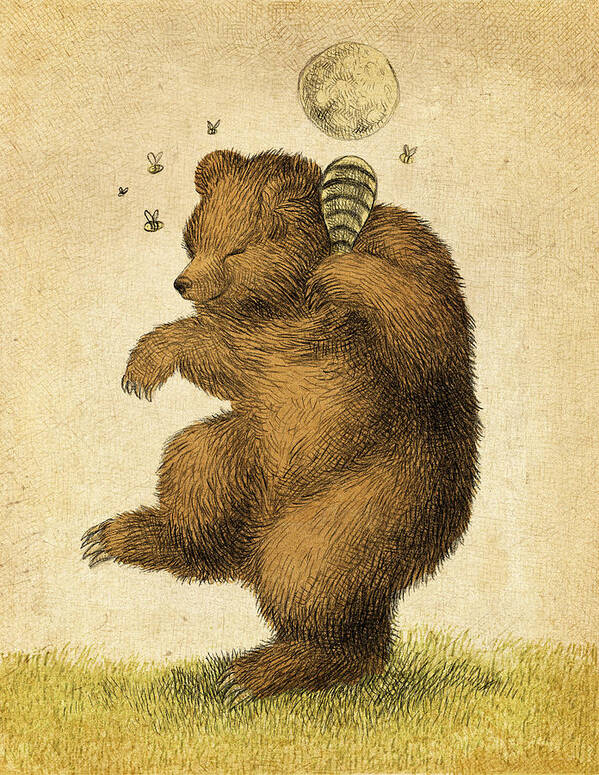 Bear Poster featuring the drawing Honey Bear by Eric Fan