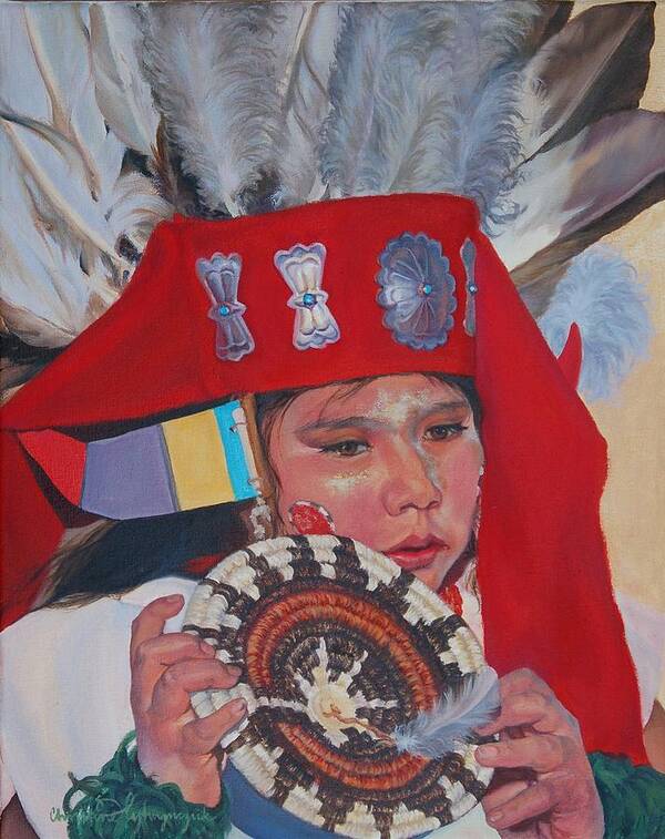 Native American Poster featuring the painting Hopi Basket Dancer by Christine Lytwynczuk