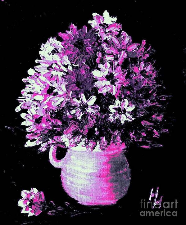 Vase Of Flowers Poster featuring the painting Hot Pink Flowers by Hazel Holland