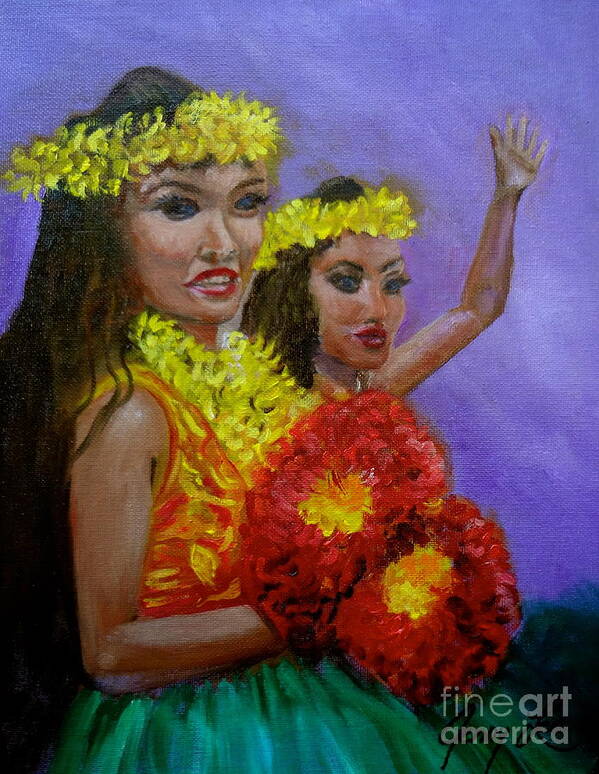 Hula Dance Poster featuring the painting Hula Lessons by Jenny Lee
