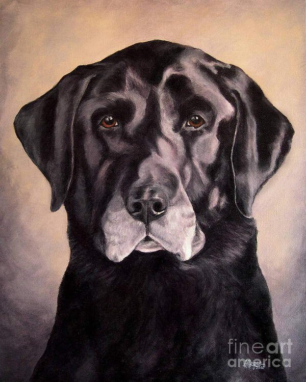 Lab Poster featuring the painting Hunting Buddy Black Lab by Amy Reges