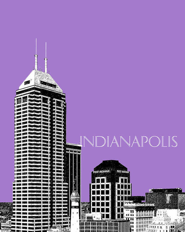 Architecture Poster featuring the digital art Indianapolis Indiana Skyline - Violet by DB Artist