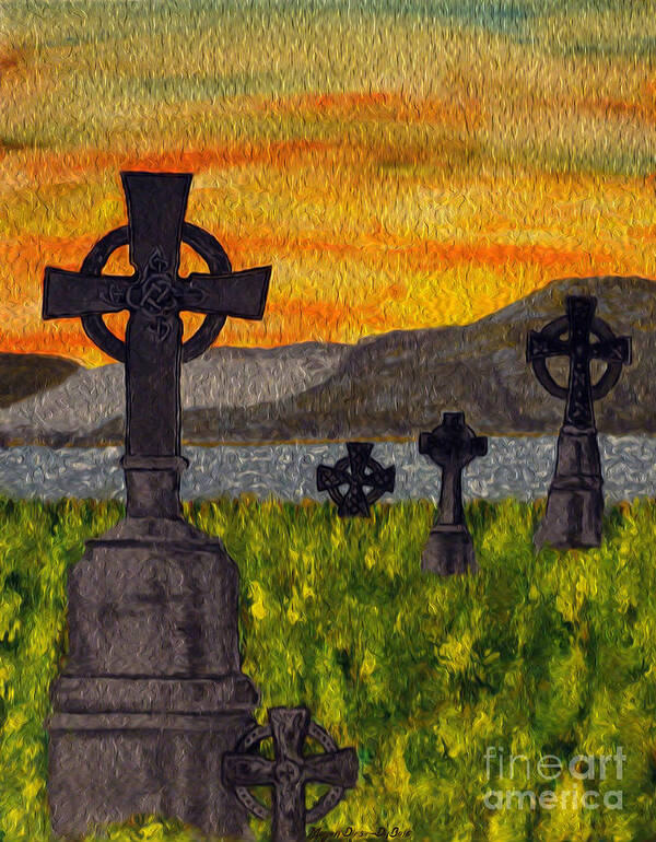 Acrylic Painting Poster featuring the painting Irish Cemetery-painting by Megan Dirsa-DuBois