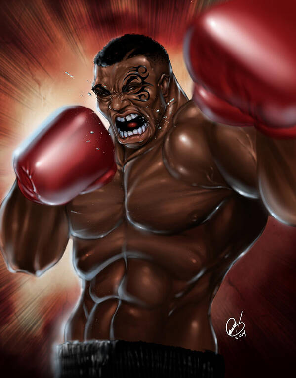 Mike Poster featuring the painting Iron Mike by Pete Tapang