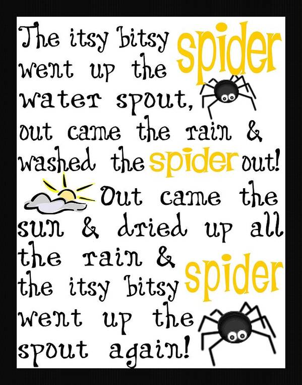 Itsy Bitsy Spider Poster featuring the digital art Itsy Bitsy Spider by Jaime Friedman