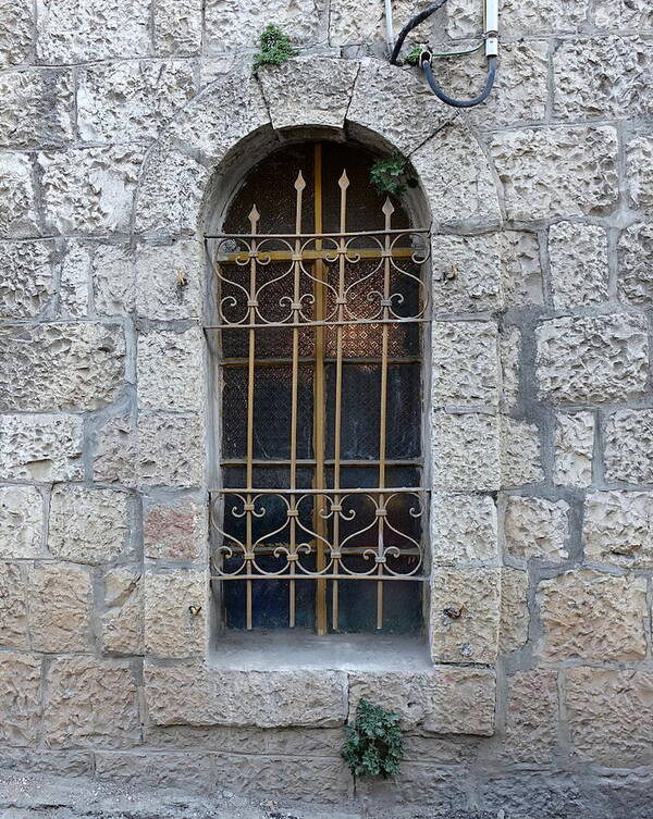 Jerusalem Walls Poster featuring the photograph Jerusalem stone window by Rita Adams