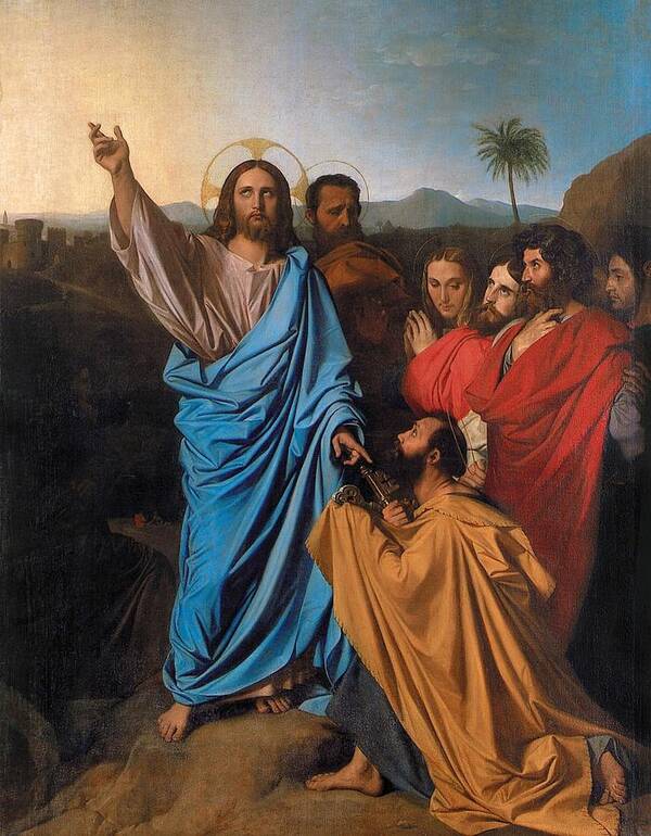 1820 Poster featuring the painting Jesus Returning the Keys to St. Peter by Jean-Auguste-Dominique Ingres