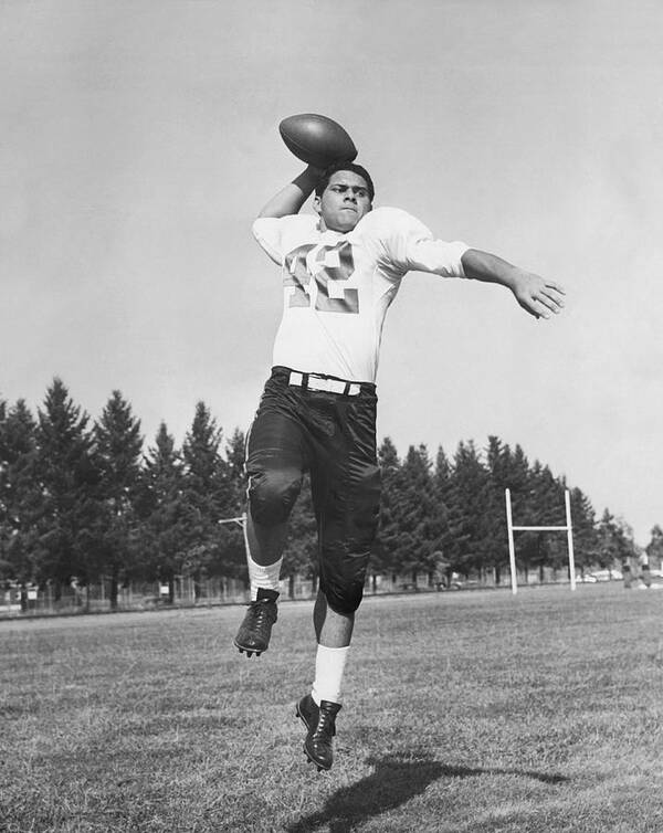 1950's Poster featuring the photograph Joe Francis Throwing Football by Underwood Archives