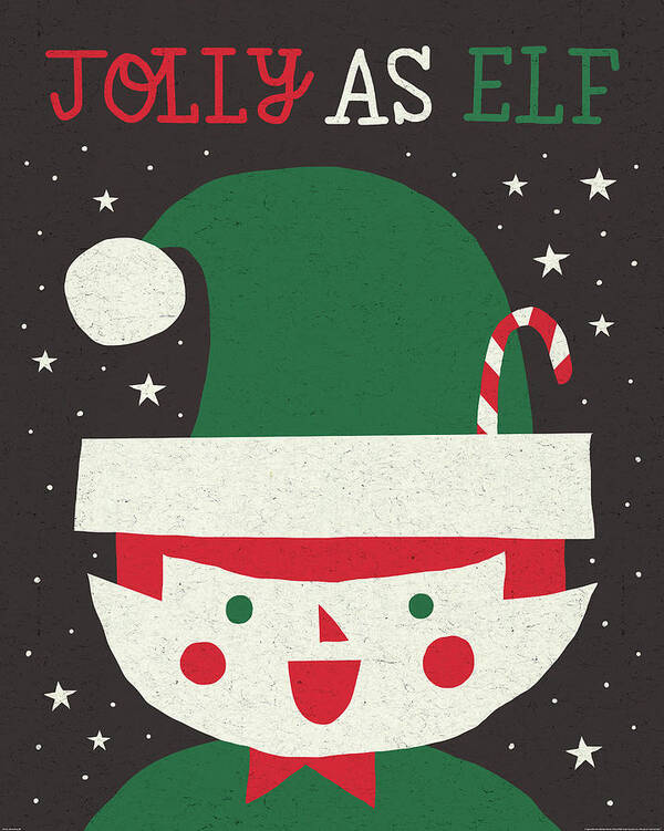 Candycane Poster featuring the painting Jolly Holiday Elf by Michael Mullan