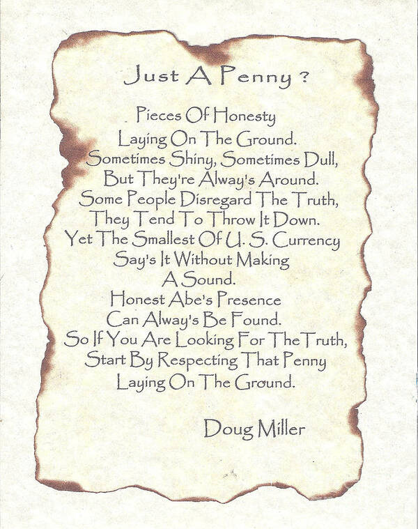 Just A Penny Poster featuring the photograph Just A Penny by Doug Miller