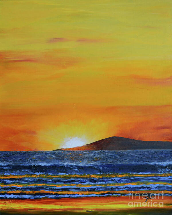 Seascape Poster featuring the painting Leaving Maui by Suzette Kallen