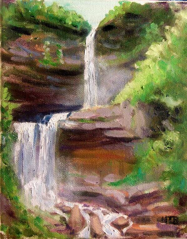 Landscape Poster featuring the painting Kaaterskill Falls by Nicolas Bouteneff