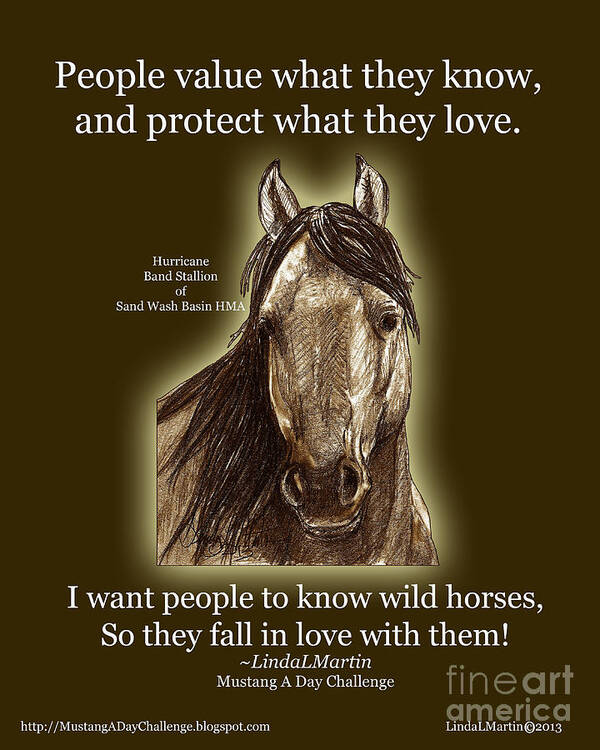 Wild Horse Poster featuring the painting Know Wild Horses Poster-Huricane by Linda L Martin