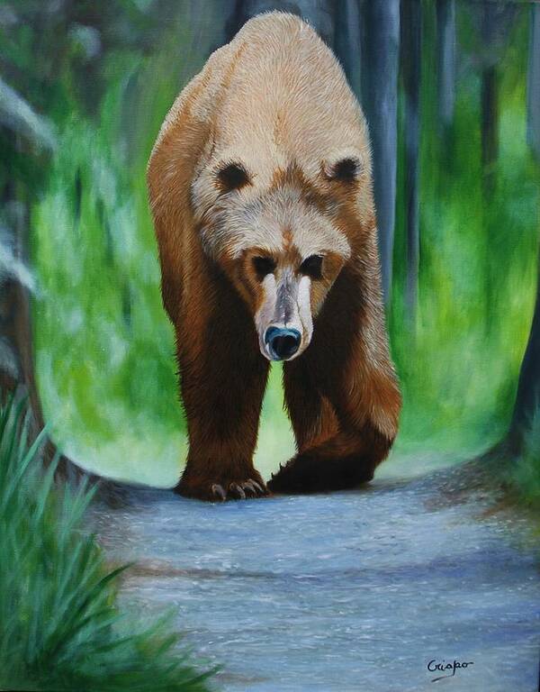 Bear Poster featuring the painting Kodiak by Jean Yves Crispo