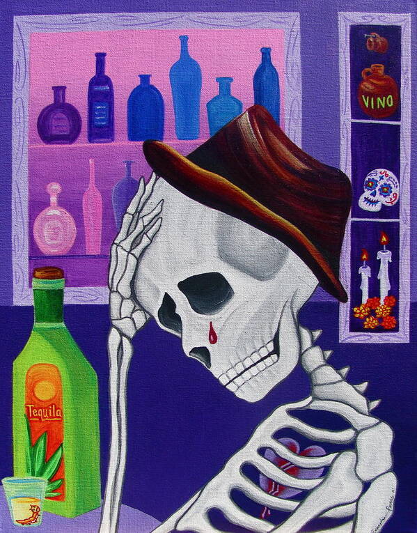 Dia De Los Muertos Poster featuring the painting La vida no vale nada dos by Evangelina Portillo