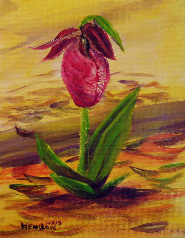 Lady-slipper Poster featuring the painting Lady's Slipper by Wayne Enslow
