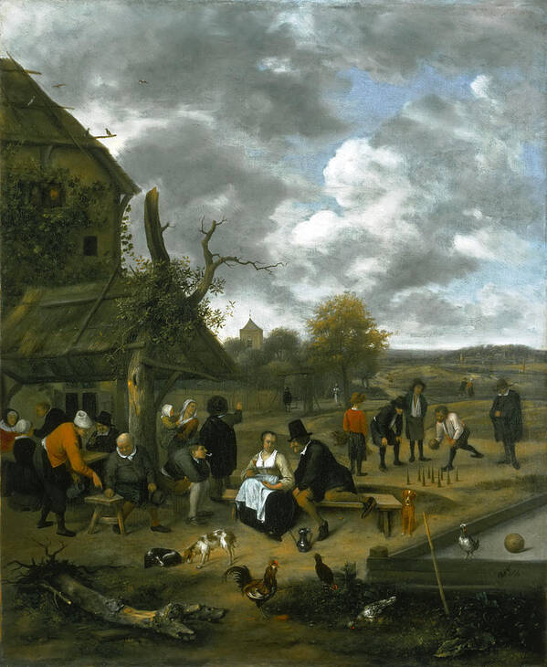 Jan Steen Poster featuring the painting Landscape with an Inn and Skittles by Jan Steen