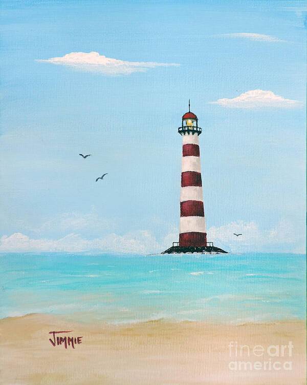 Striped Lighthouse Poster featuring the painting Lighthouse With Stripes by Jimmie Bartlett