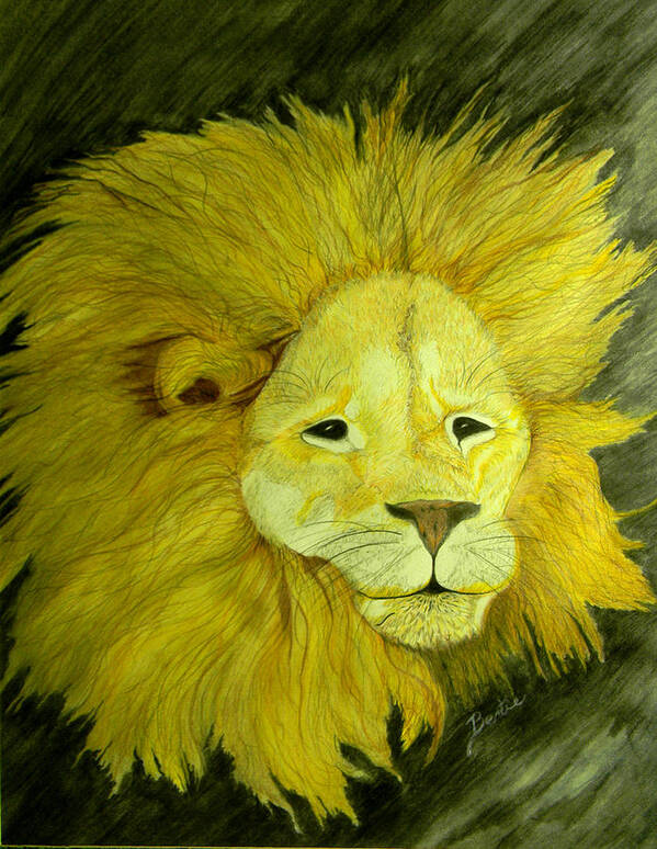 Lion Poster featuring the painting Lion by Bertie Edwards