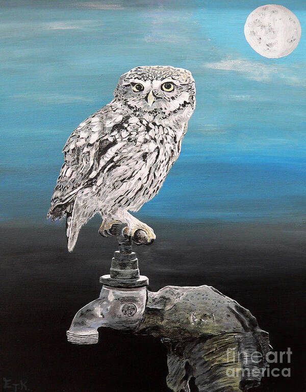Little Owl Poster featuring the painting Little Owl on Tap by Eric Kempson