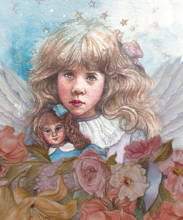 Fairytale Poster featuring the painting Little rose angel by Judith Cheng