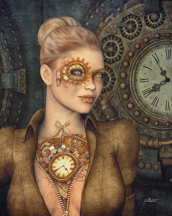 3d Poster featuring the digital art Madame Clockwork by Jutta Maria Pusl