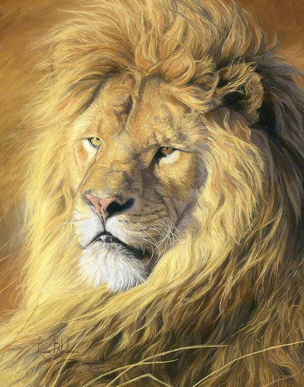 Lion Poster featuring the painting Majestic - Detail by Lucie Bilodeau